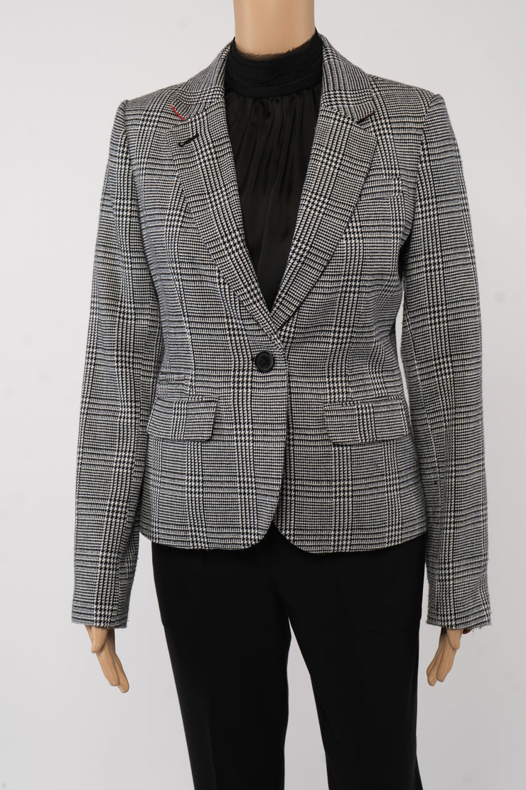 Merona Black/Plaid Black One-Button Jacket Size 2