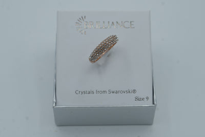 Brilliance Rose Gold Dome Ring with Swarovski Crystals, Size 9 Ring