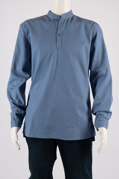 COOFANDY Blue Mens Cotton Linen Beach Shirts Long Sleeve Casual Henley Shirt Size L