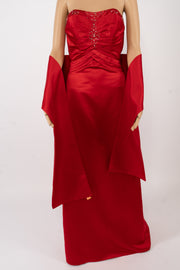 Modern Maids Collection Red Gown Size 8 with Matching Evening Bag and Shawl