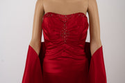 Modern Maids Collection Red Gown Size 8 with Matching Evening Bag and Shawl