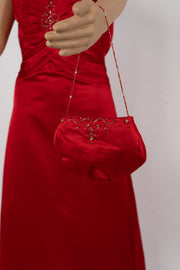 Modern Maids Collection Red Gown Size 8 with Matching Evening Bag and Shawl