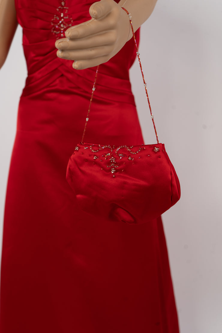 Modern Maids Collection Red Gown Size 8 with Matching Evening Bag and Shawl