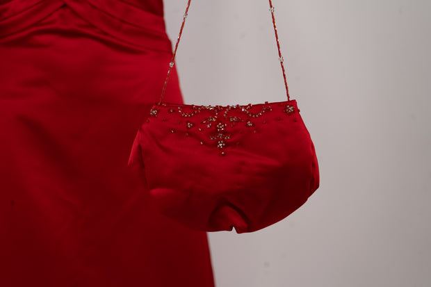 Modern Maids Collection Red Gown Size 8 with Matching Evening Bag and Shawl